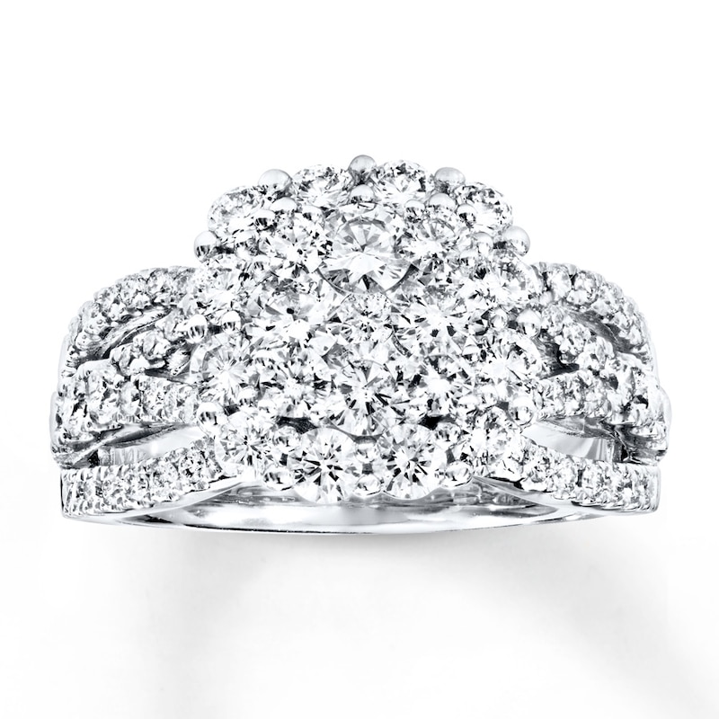 Main Image 1 of Previously Owned Engagement Ring 2 ct tw Round-cut Diamonds 14K White Gold Size 10.5