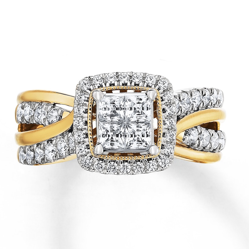 Main Image 1 of Previously Owned Diamond Engagement Ring 1 ct tw Princess & Round-cut 14K Yellow Gold Size 5