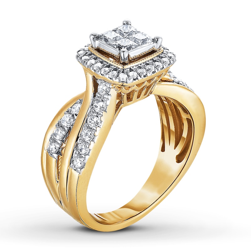 Main Image 2 of Previously Owned Diamond Engagement Ring 1 ct tw Princess & Round-cut 14K Yellow Gold Size 5