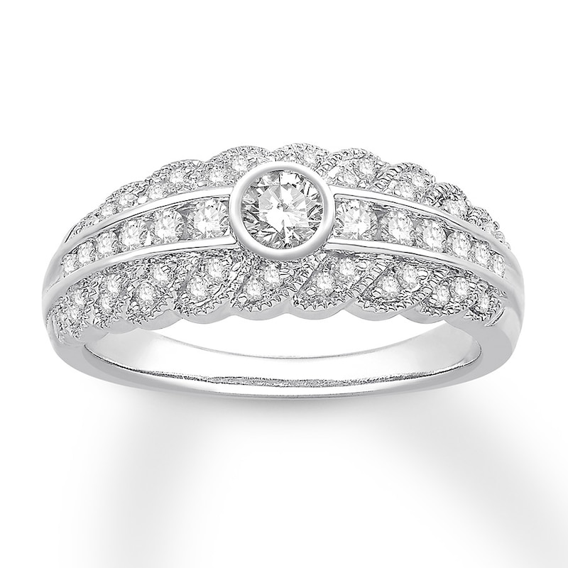 Main Image 1 of Previously Owned Diamond Anniversary Band 1/2 ct tw Round-cut 14K White Gold Size 4.5