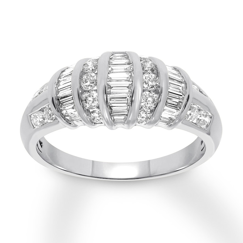 Main Image 1 of Previously Owned Diamond Anniversary Band 3/4 ct tw Round & Baguette-cut 14K White Gold Size 9