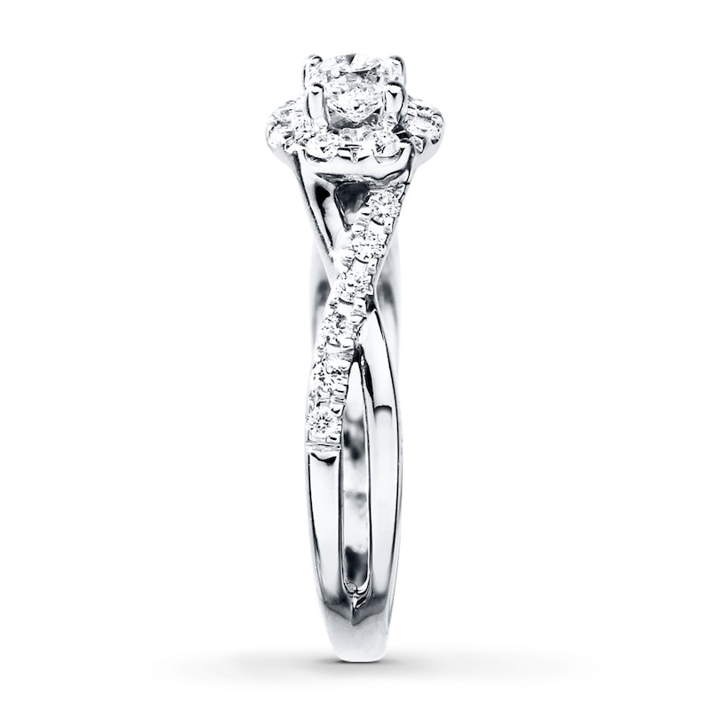 Main Image 3 of Previously Owned Diamond Engagement Ring 1/2 ct tw Round-cut 10K White Gold - Size 3.25