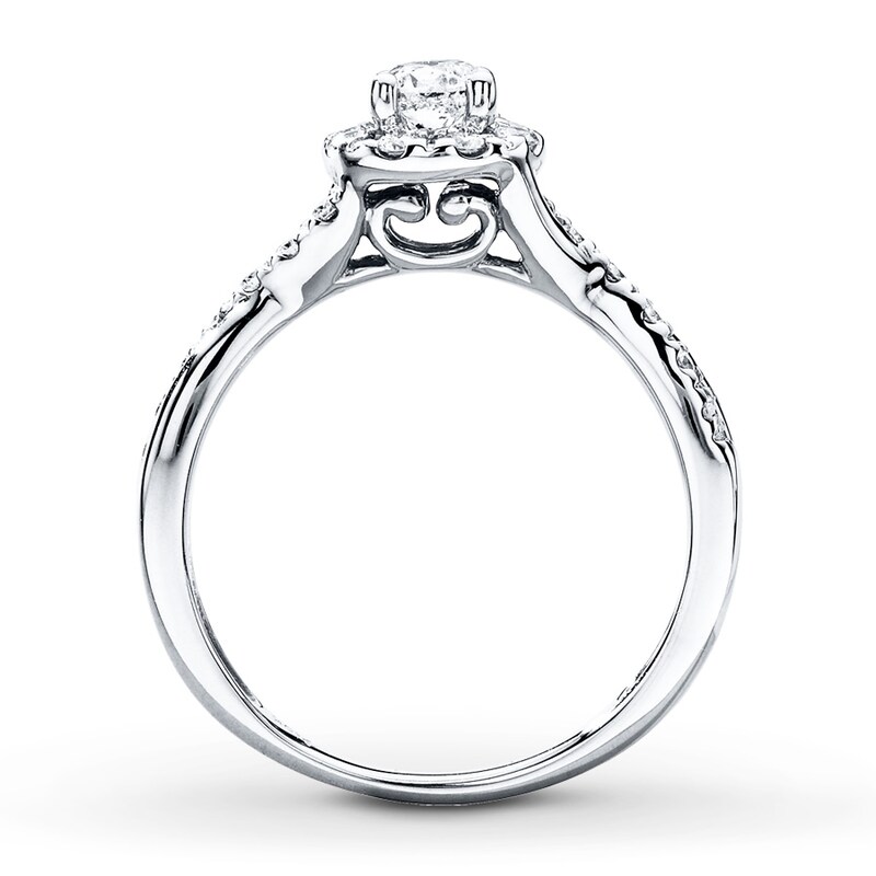 Main Image 2 of Previously Owned Diamond Engagement Ring 1/2 ct tw Round-cut 10K White Gold Size 10.5