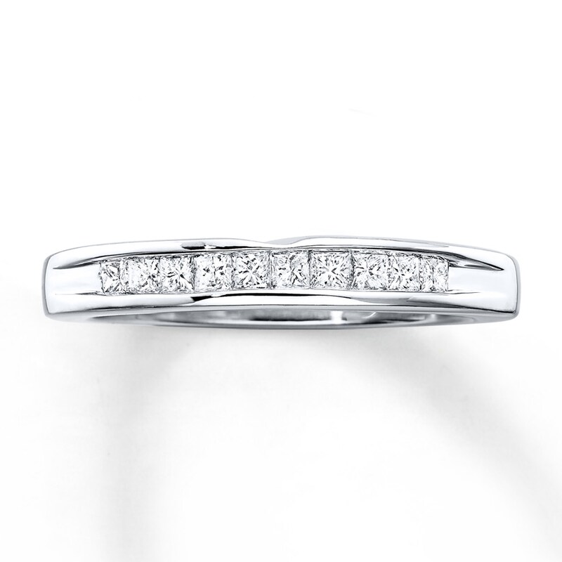 Main Image 1 of Previously Owned Diamond Wedding Band 1/4 ct tw Princess-cut 14K White Gold Size 9.5