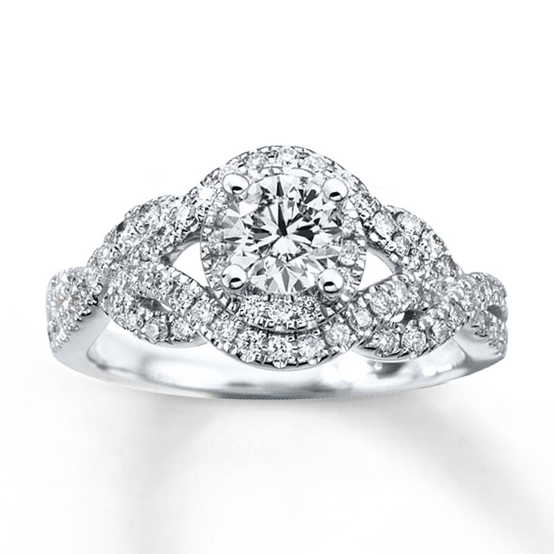 Main Image 1 of Previously Owned Diamond Engagement Ring 1 ct tw Round-cut 14K White Gold - Size 5.25