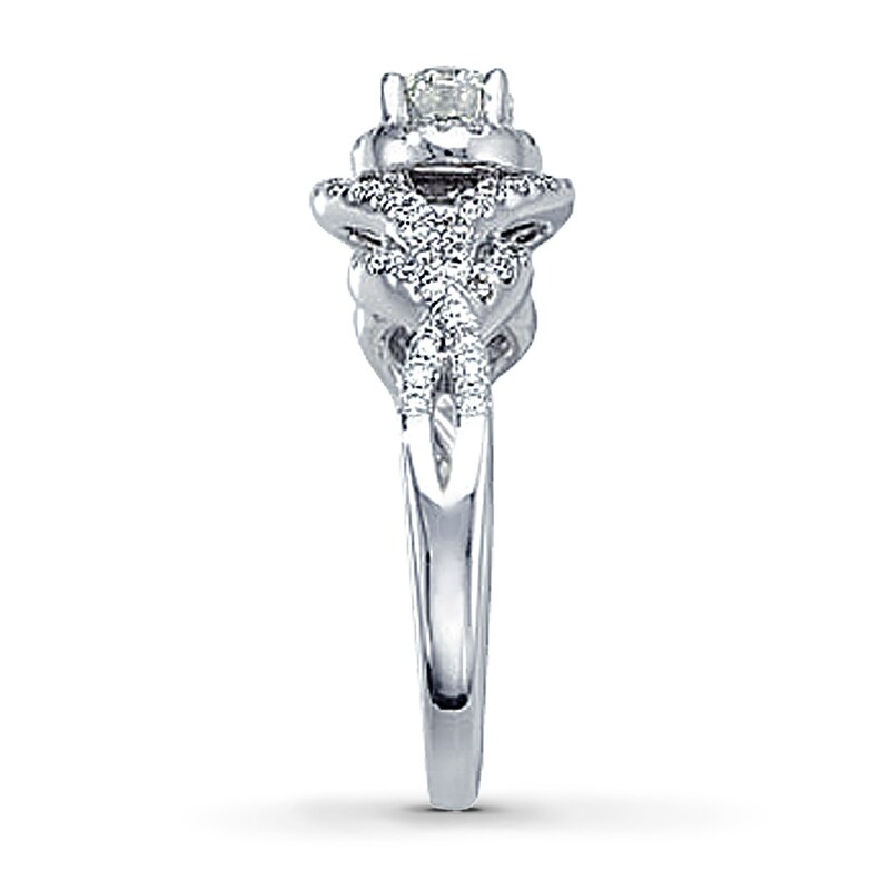 Main Image 3 of Previously Owned Diamond Engagement Ring 1 ct tw Round-cut 14K White Gold - Size 5.25