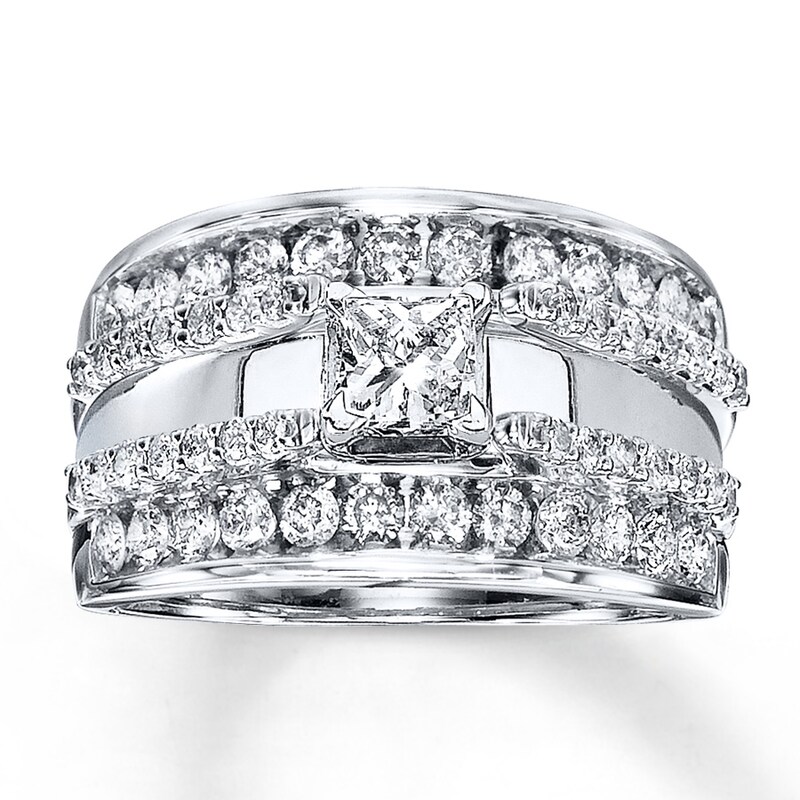 Main Image 2 of Previously Owned Diamond Enhancer Ring 1 ct tw Round-cut 14K White Gold Size 5