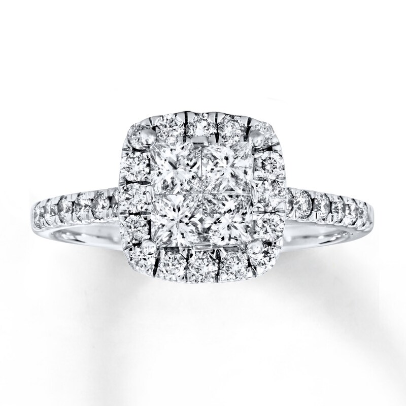 Main Image 1 of Previously Owned Diamond Engagement Ring 1 ct tw Princess-cut 14K White Gold - Size 9.5