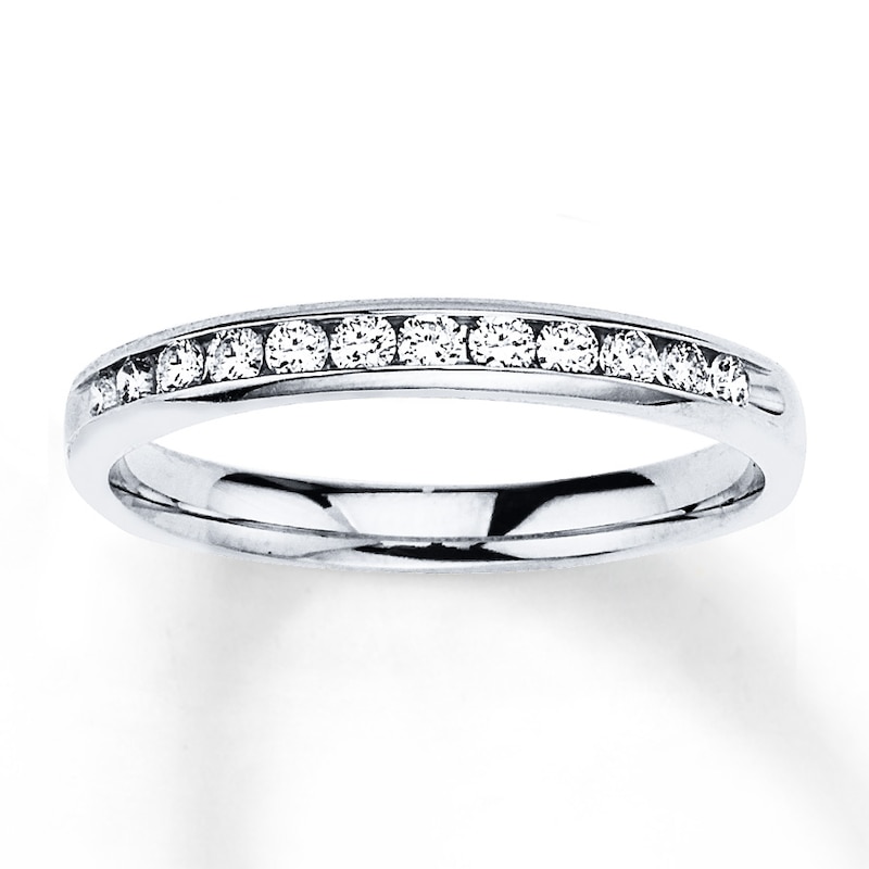 Main Image 1 of Previously Owned Diamond Band 1/4 ct tw Round-cut 10K White Gold - Size 9.5