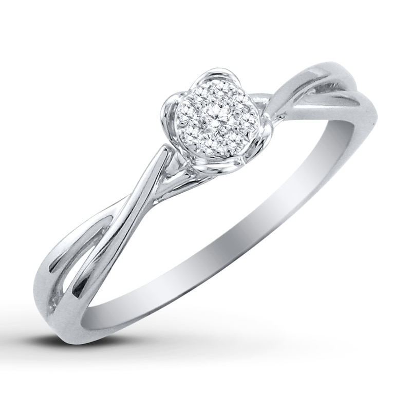 Main Image 2 of Previously Owned Diamond Promise Ring 1/15 ct tw 10K White Gold Size 4