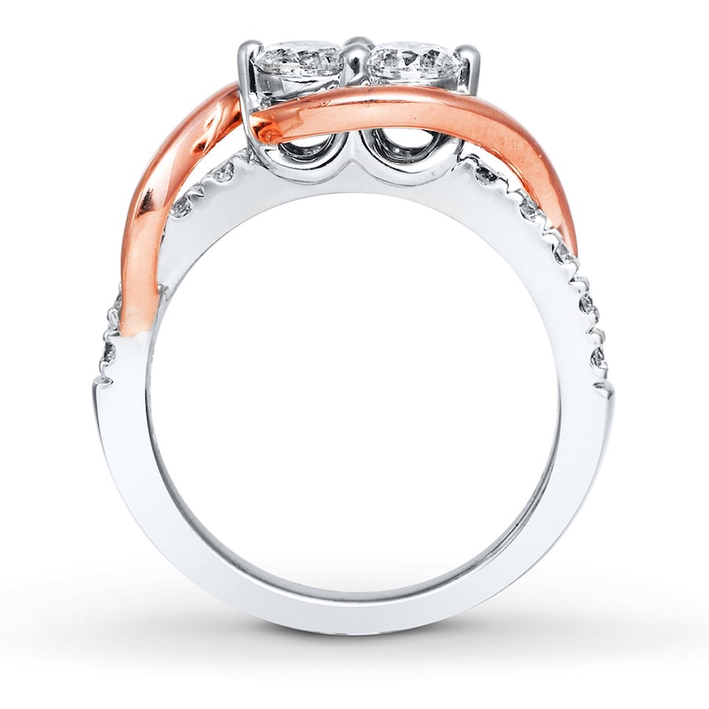 Main Image 2 of Previously Owned Ever Us Two-Stone Anniversary Ring 1 ct tw Round-cut Diamonds 14K Two-Tone Gold Size 11