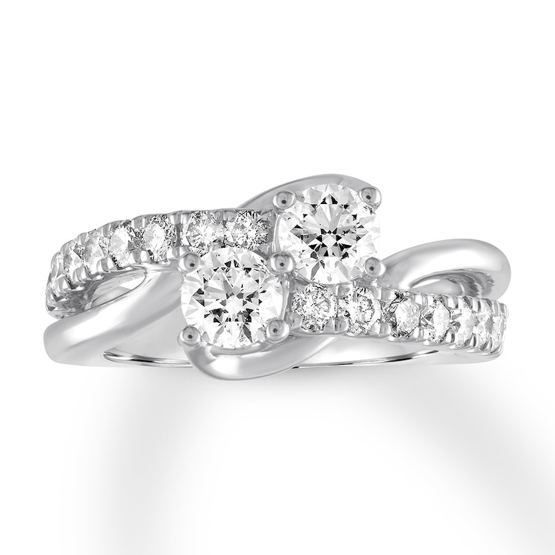 Main Image 1 of Previously Owned Ever Us Two-Stone Diamond Anniversary Ring 1-1/2 ct tw Round 14K White Gold Size 4