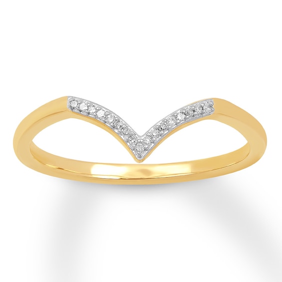 Previously Owned Diamond Chevron Ring 10K Yellow Gold Size 9.75