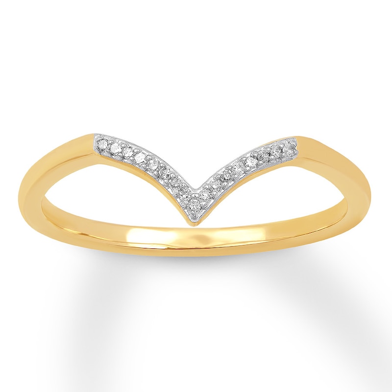 Main Image 1 of Previously Owned Diamond Chevron Ring 10K Yellow Gold - Size 9.75