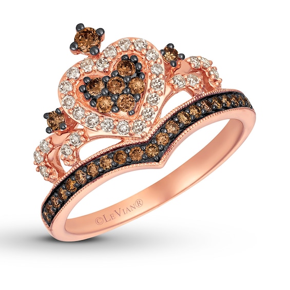 Previously Owned Le Vian Chocolate Diamond Tiara Ring 1/2 ct tw 14K Strawberry Gold 9.75