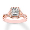 Thumbnail Image 1 of Previously Owned Diamond Engagement Ring 1/2 ct tw Princess & Round-cut 14K Rose Gold Size 4.75