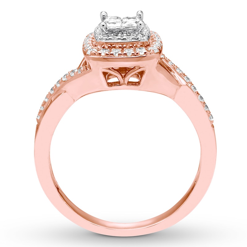 Main Image 2 of Previously Owned Diamond Engagement Ring 1/2 ct tw Princess & Round-cut 14K Rose Gold Size 4.75