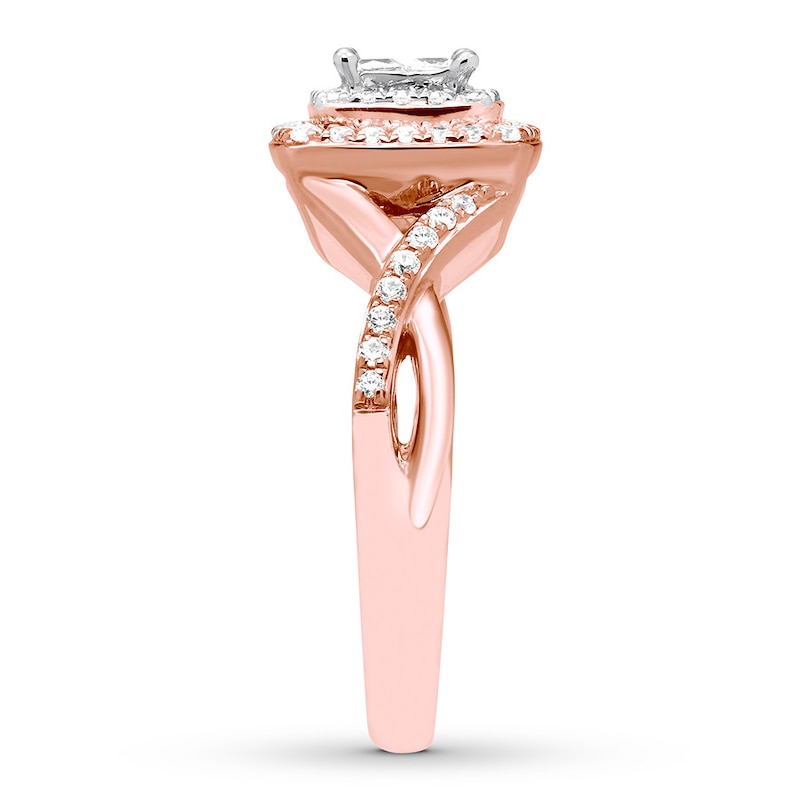 Main Image 3 of Previously Owned Diamond Engagement Ring 1/2 ct tw Princess & Round-cut 14K Rose Gold Size 4.75