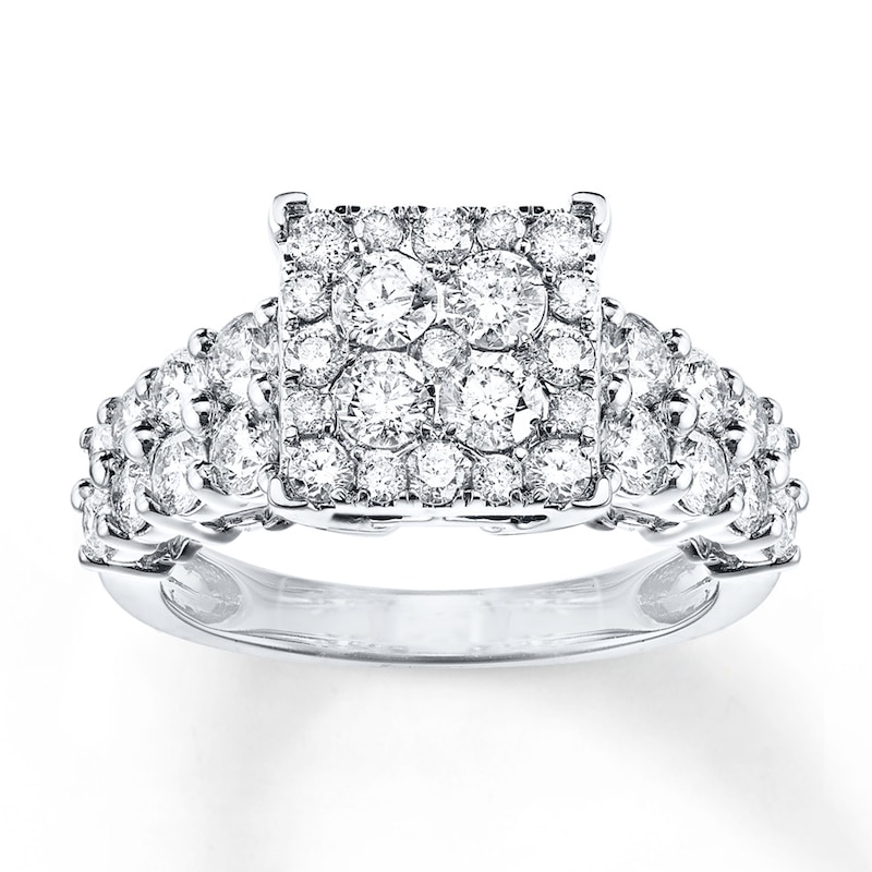 Main Image 1 of Previously Owned Diamond Engagement Ring 2 ct tw Round-cut 14K White Gold - Size 8