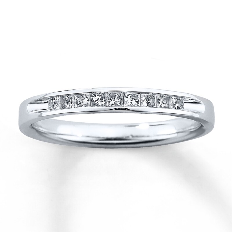 Main Image 1 of Previously Owned Diamond Wedding Band 1/4 ct tw Princess-cut 10K White Gold Size 11