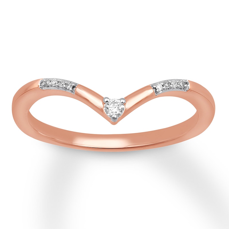 Main Image 1 of Previously Owned Chevron Ring 1/20 ct tw Round-cut 10K Rose Gold Size 9.5
