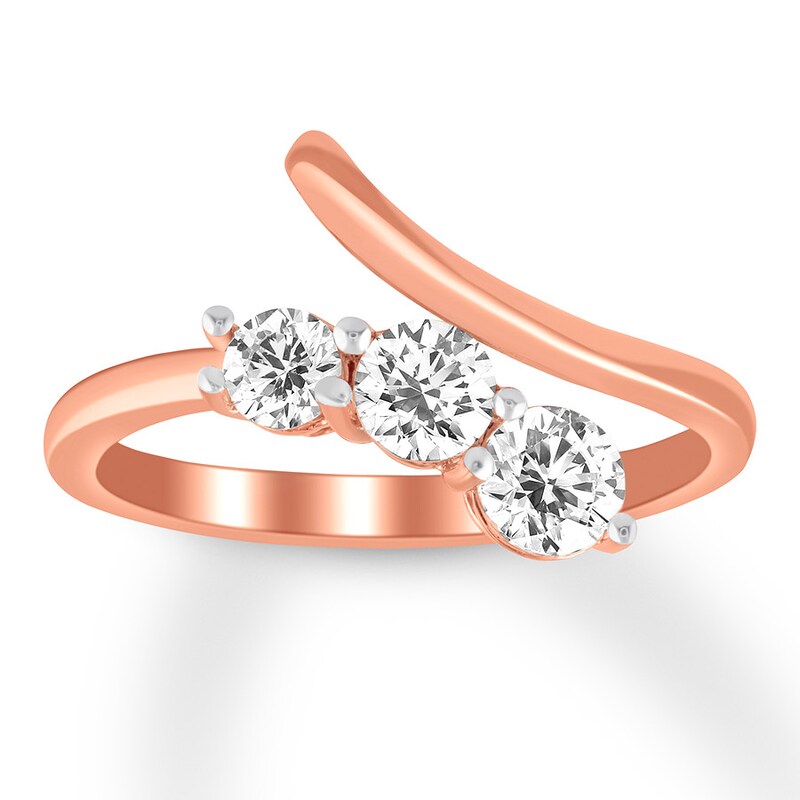 Main Image 1 of Previously Owned Three-Stone Diamond Ring 3/4 ct tw Round-cut 10K Rose Gold Size 10