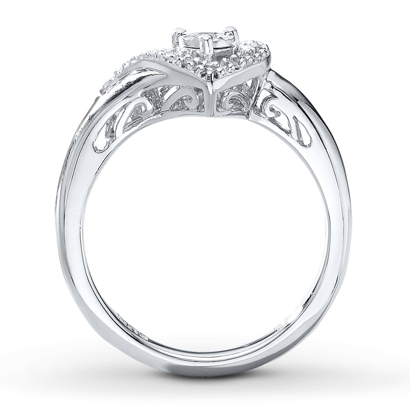 Main Image 2 of Previously Owned Heart Promise Ring 1/10 ct tw Round-cut Diamonds Sterling Silver - Size 6.5