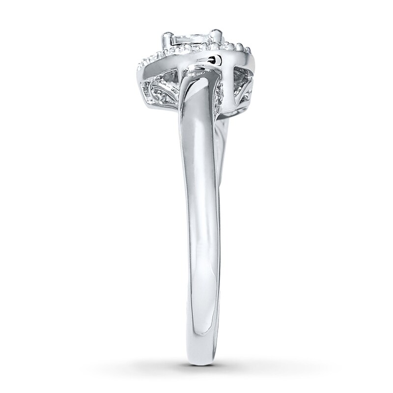 Main Image 3 of Previously Owned Heart Promise Ring 1/10 ct tw Round-cut Diamonds Sterling Silver - Size 6.5