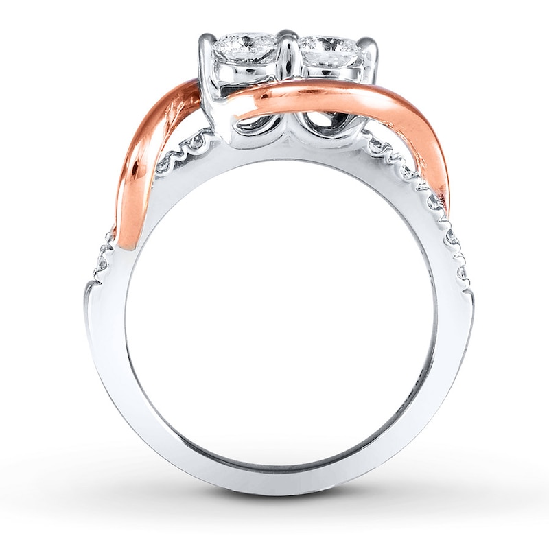 Main Image 2 of Previously Owned Ever Us Two-Stone Anniversary Ring 3/4 ct tw Round-cut Diamonds 14K Two-Tone Gold Size 8