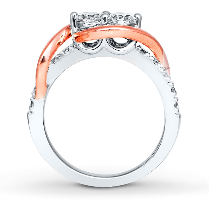 Main Image 2 of Previously Owned Ever Us Two-Stone Anniversary Ring 1 ct tw Round-cut Diamonds 14K Two-Tone Gold Size 10.5