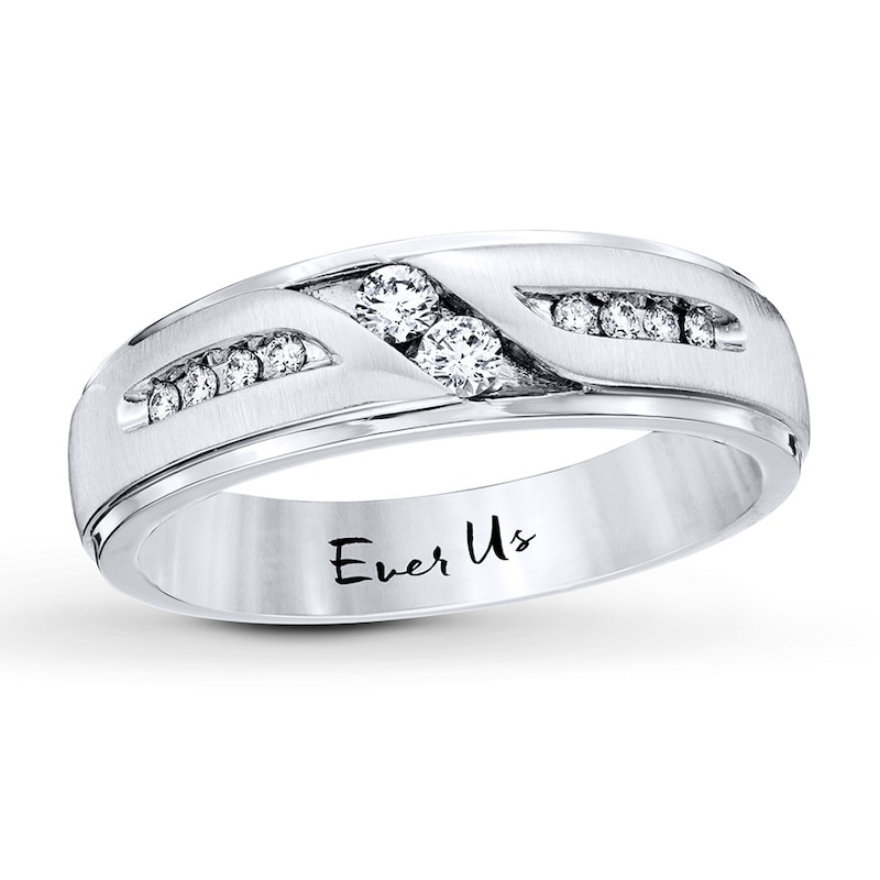 Main Image 1 of Previously Owned Ever Us Men's Two-Stone Ring 1/4 ct tw Round-cut Diamonds 14K White Gold - Size 8.5