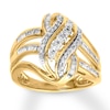 Thumbnail Image 1 of Previously Owned Diamond Ring 1/2 ct tw Round & Baguette 10K Yellow Gold Size 9.5