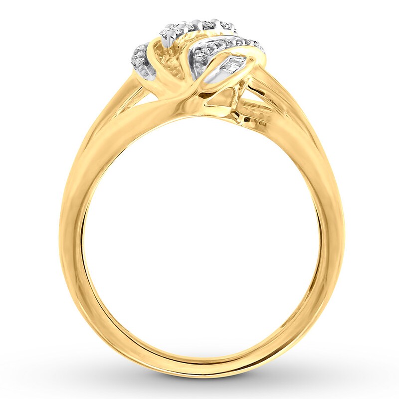 Main Image 2 of Previously Owned Diamond Ring 1/2 ct tw Round & Baguette 10K Yellow Gold Size 9.5
