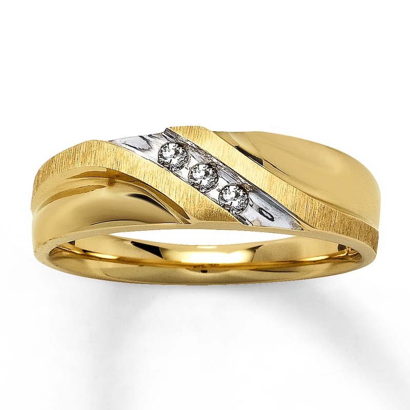 Main Image 1 of Previously Owned Men's Wedding Band 1/10 ct tw Round-cut Diamonds 10K Yellow Gold Size 7.5