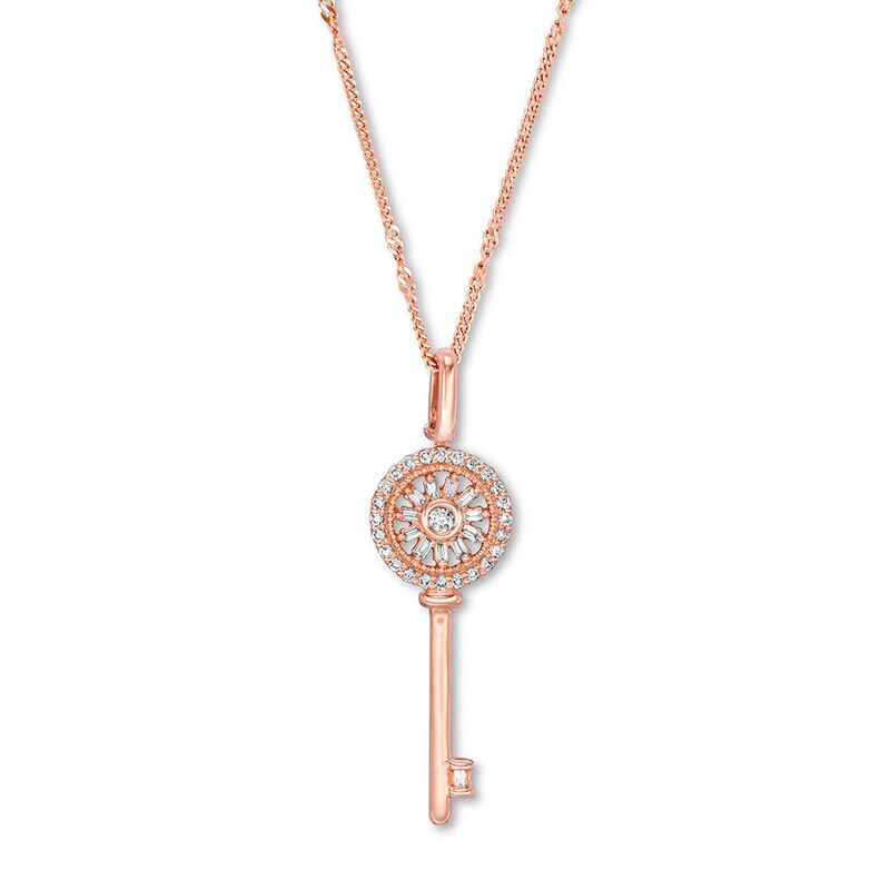 Main Image 1 of Previously Owned Emmy London Diamond Key Necklace 1/6 ct tw 10K Rose Gold 20"