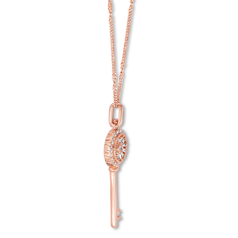 Main Image 2 of Previously Owned Emmy London Diamond Key Necklace 1/6 ct tw 10K Rose Gold 20"