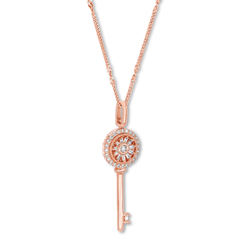 Main Image 3 of Previously Owned Emmy London Diamond Key Necklace 1/6 ct tw 10K Rose Gold 20"