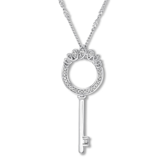 Previously Owned Emmy London Diamond Key Necklace 1/10 ct tw Sterling Silver 20"