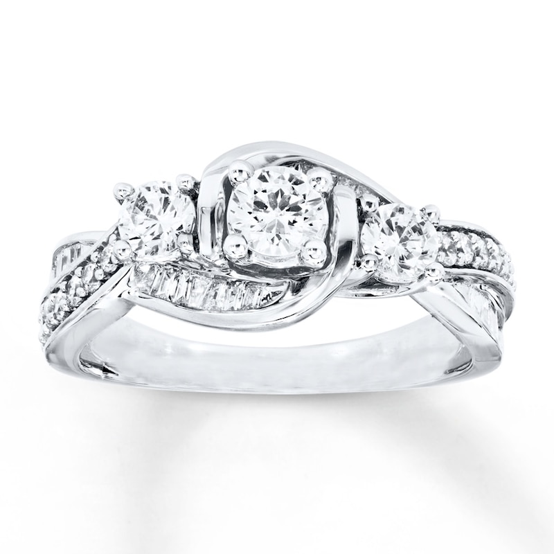 Main Image 1 of Previously Owned Diamond Engagement Ring 1 ct tw Round-cut 10K White Gold - Size 11.75