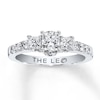 Thumbnail Image 1 of Previously Owned THE LEO Engagement Ring 7/8 ct tw Princess & Round-cut Diamonds 14K White Gold - Size 4.5