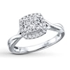 Previously Owned Diamond Engagement Ring 1/3 ct tw Princess & Round-cut 10K White Gold