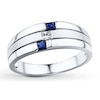 Thumbnail Image 1 of Previously Owned Men's Sapphire Ring 1/10 ct tw Square-cut Diamond 10K White Gold - Size 5.5