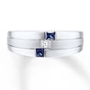 Thumbnail Image 4 of Previously Owned Men's Sapphire Ring 1/10 ct tw Square-cut Diamond 10K White Gold - Size 5.5