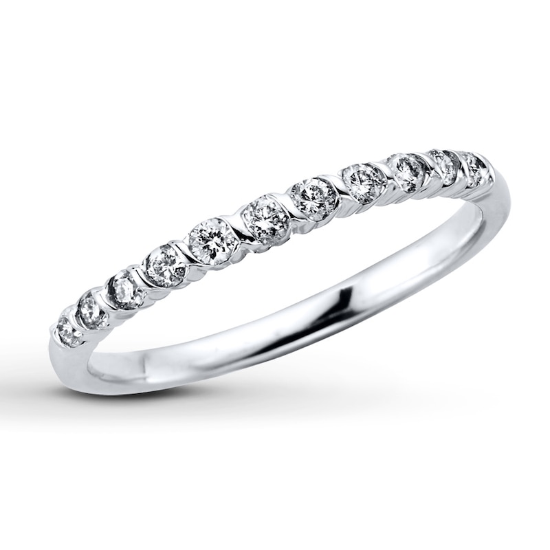 Main Image 1 of Previously Owned Diamond Anniversary Band 1/4 ct tw Round-cut 10K White Gold - Size 10.75