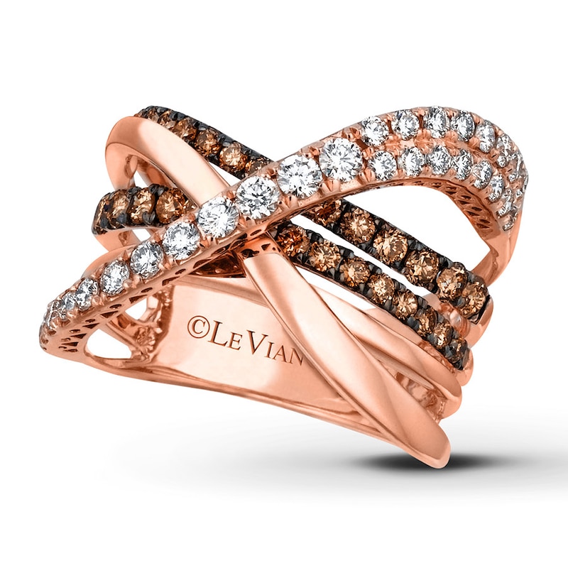 Main Image 1 of Previously Owned Le Vian Chocolate Diamond Ring 1-1/5 ct tw Round-cut 14K Strawberry Gold - Size 10