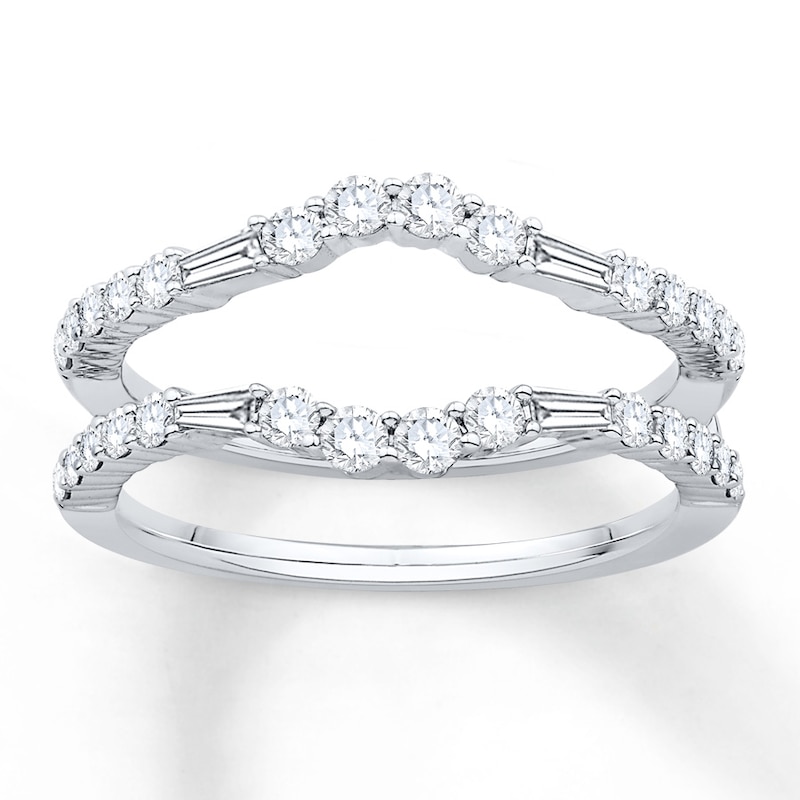 Main Image 1 of Previously Owned Diamond Enhancer Ring 3/4 ct tw Round & Baguette-cut 14K White Gold - Size 3.75