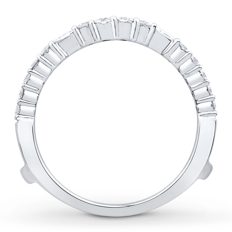 Main Image 2 of Previously Owned Diamond Enhancer Ring 3/4 ct tw Round & Baguette-cut 14K White Gold - Size 3.75