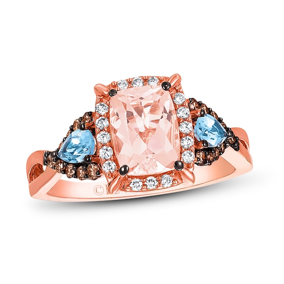 Previously Owned Le Vian Morganite Ring 1/3 ct tw Round-cut Diamonds 14K Strawberry Gold Size 10.75