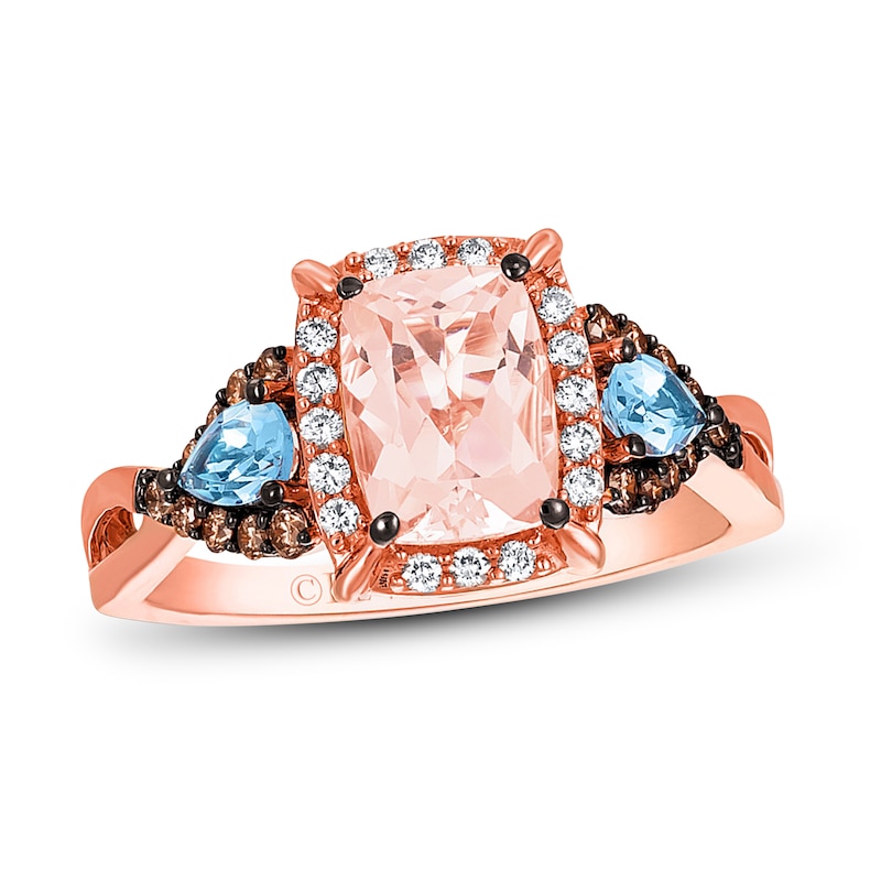 Previously Owned Le Vian Morganite Ring 1/3 ct tw Round-cut Diamonds 14K Strawberry Gold - Size 10.75
