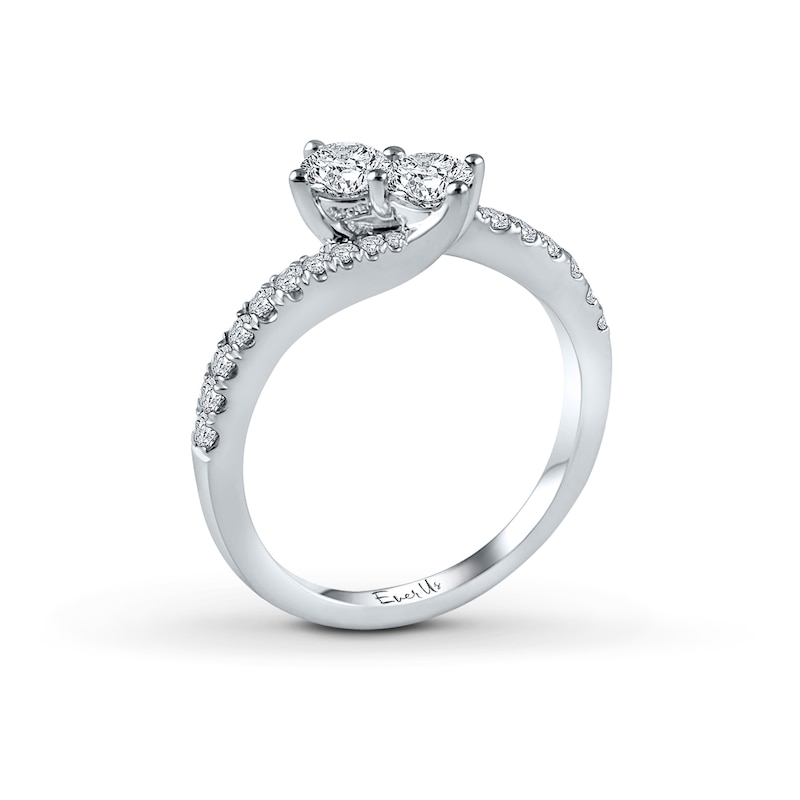 Main Image 2 of Previously Owned Ever Us Two-Stone Anniversary Ring 3/4 ct tw Round-cut Diamonds 14K White Gold Size 9.75